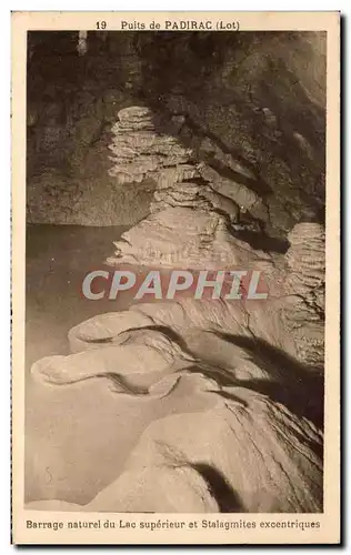 Cartes postales Puits De Padirac Barrage Naturel Du Lac Superieur Et Stalagmites Excemtriques