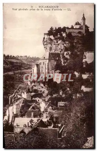Cartes postales Rocamadour Vue generale prise de la route d&#39arrivee
