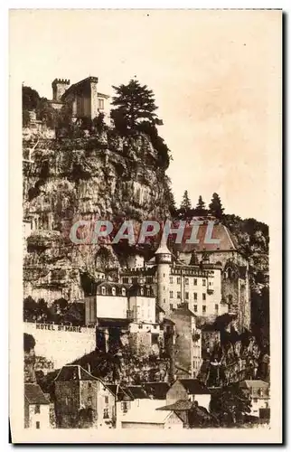 Cartes postales Rocamadour Le Rocher vu de la route de Cahors