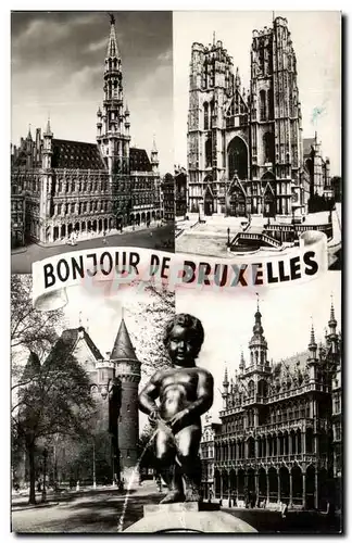 Cartes postales Bonjour De Bruxelles Manneken Pis