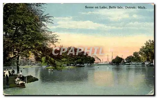 Ansichtskarte AK Scene On Lake Belle Isle Detroit Mich