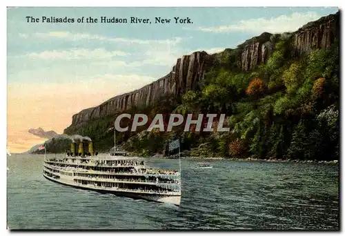 Ansichtskarte AK The Palisades of the Hudson river New York Bateau