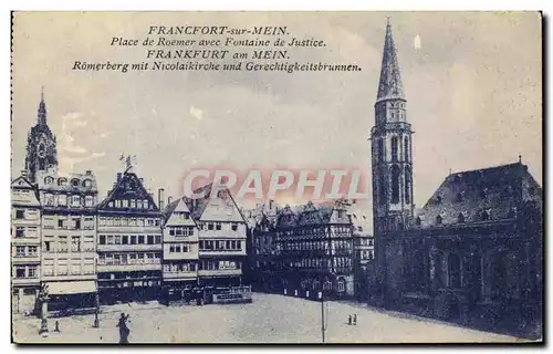 Cartes postales Francfort Sur Mein Place de Roemer avec Fontaine de Justice Frankfurt am Mein