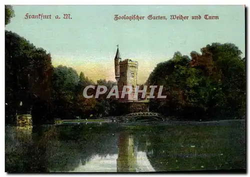 Cartes postales Frankfurt Zoologifcher Garten Weiher Und Turm