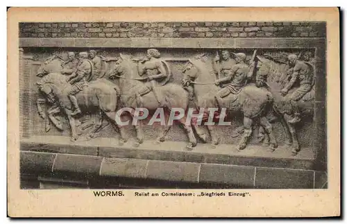 Ansichtskarte AK Worms Relief am Cornelianum Siegfrieds Einzug