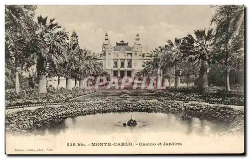 Cartes postales Monte Carlo Casino et jardins