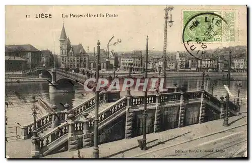 Cartes postales Liege La Passerelle et la Poste