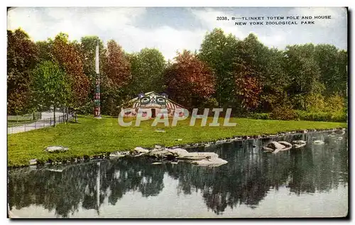 Cartes postales Tlinket Totem Pole and House New York Zoological Park