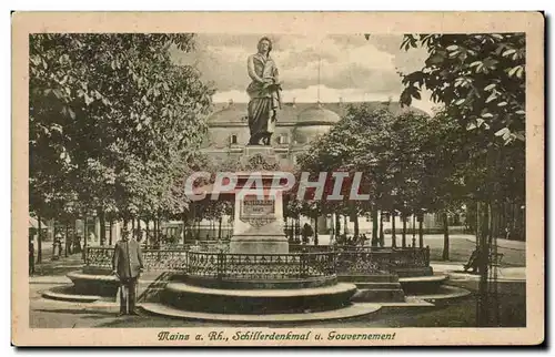 Ansichtskarte AK Mainz Schillerdenkmal Gouvernement