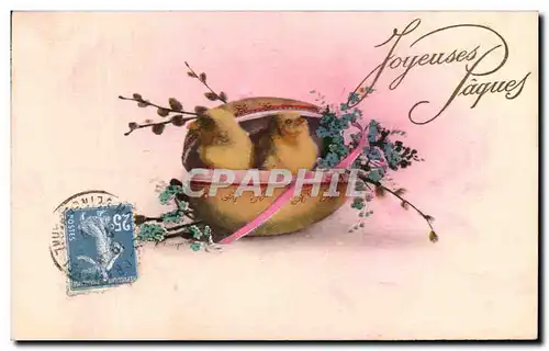 Cartes postales Fantaisie Paques Poussins