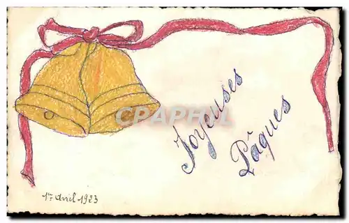 Cartes postales Fantaisie Paques Cloches
