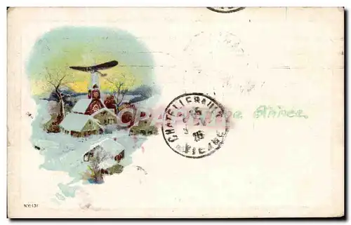 Cartes postales Fantaisie Bonne annee Avion