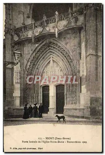 Cartes postales Niort Porte Laterale De l&#39Eglise Notre Dame Restauree En 1909