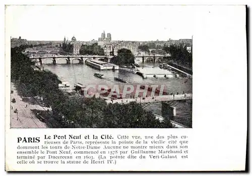 Cartes postales Paris Le Pont Neuf et la Cite