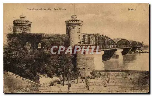 Ansichtskarte AK Mainz Eisenbahnbrucke uber den Rhein