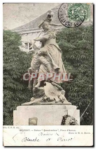 Cartes postales Belfort Statue Quand meme Place d'Armes