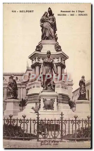 Cartes postales Belfort Monument des 3 sieges 1813 1815 1870 Militaria