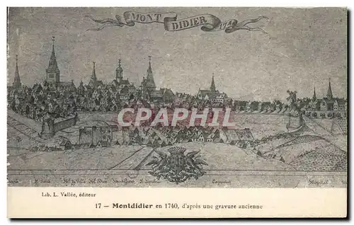 Cartes postales Montdidier en 1740 d'Apres Une Gravure Ancienne