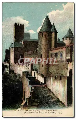 Ansichtskarte AK Carcassonne Tour de Pinte et la defense Exterieure du Chateau