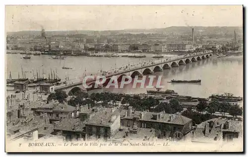 Cartes postales Bordeaux Le Pont Et La Ville Pris De La Tour Saint Michel