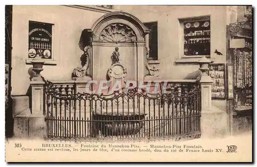 Cartes postales Bruxelles Fontaine du Manneken Piss