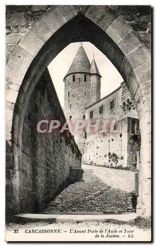 Cartes postales Carcassonne l&#39Avant Porte de l&#39Aude et Tour de la Justice