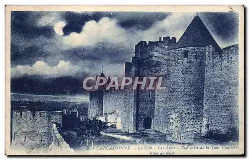 Cartes postales Carcassonne La Cite Les Lices Vue prise de la Tour Cautieres Effet de Nuit