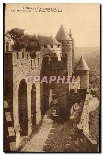 Cartes postales La Cite de Carcassonne Les machicoulis La Porte du Senechal