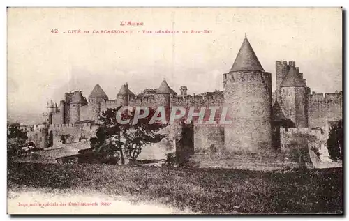Cartes postales L&#39Aude Cite De Carcassonne Vue generale Du Sud Est Publicite Louis Boyer