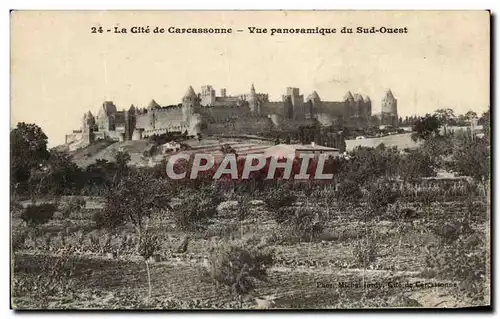 Ansichtskarte AK La Cite de Carcassonne Vue panoramique du Sud Ouest