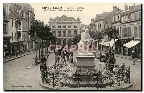 Cartes postales Lorient Cours de la Bove Le Theatre et la Statue de Victor Masse