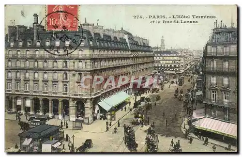 Cartes postales Paris L&#39Hotel Terminus et la Rue St Lazare