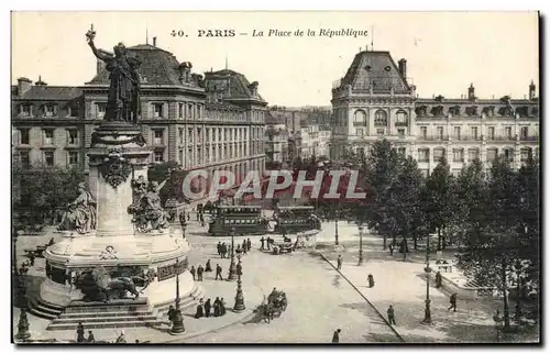 Ansichtskarte AK Paris La Place de la Republique Tramway