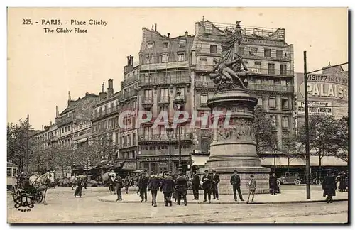 Cartes postales Paris Place Clichy Credit Lyonnais Caleche Taxi