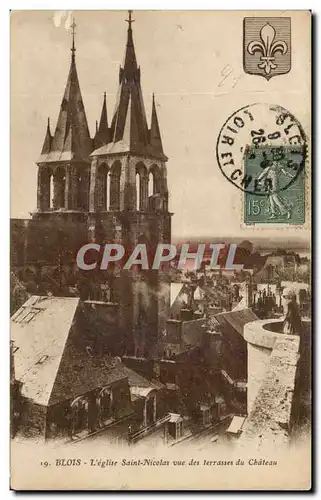 Cartes postales Blois L&#39Eglise Saint Nicolas vue des terrasses du Chateau