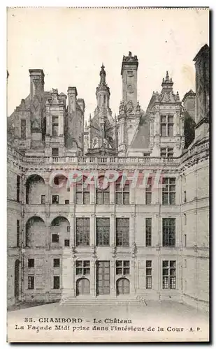 Cartes postales Chambord Le Chateau La Facade Midi Prise dans l&#39Interieur de la Cour