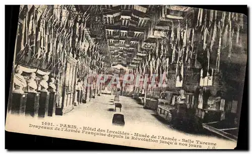 Cartes postales Paris Hotel Des Invalides Musee De l'Armee Salle Turenne Drapeaux De l'Armee francaise dep