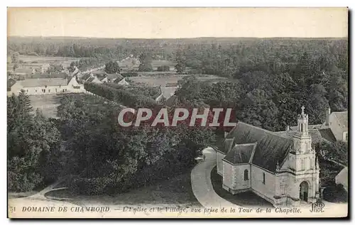 Ansichtskarte AK Domaine De Chambord L&#39Eglise et le Village vue prise de la Tour de la Chapelle