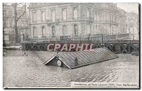 Cartes postales Inondations de Paris Gare des Invalides