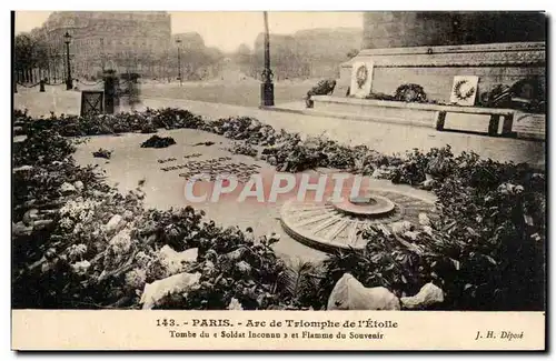 Ansichtskarte AK Paris Arc de Triomphe de l&#39Etoile Tombe du Soldat Inconnu et Flamme du souvenir Militaria