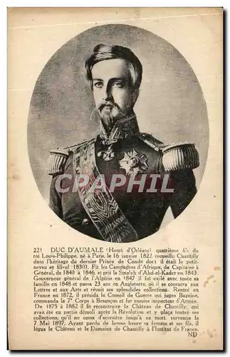 Cartes postales Duc D&#39Aumale (Henri d&#39Orleans) quatrieme du roi Louis Philippe