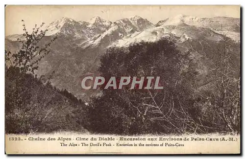 Cartes postales Chaine des Alpes Cime du Diable Excursion aux Environs de Peira Cava