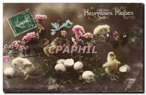 Cartes postales Joyeuses Paques Poussins