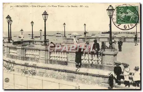 Cartes postales Arcachon Cote d&#39Argent La Place Thiers Le Bassin Enfants