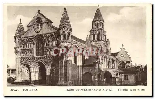 Cartes postales Poitiers Eglise Notre Dame Facades Ouest et sud