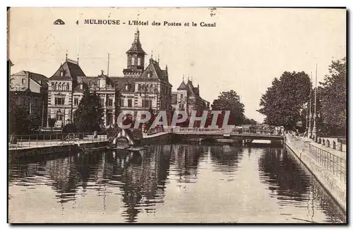 Ansichtskarte AK Mulhouse L&#39hotel des Postes et le Canal