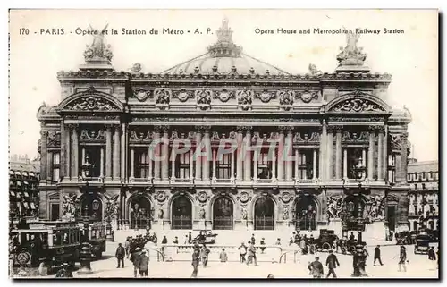 Cartes postales Paris Opera et la Station du Metro