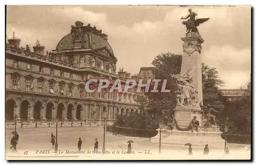 Ansichtskarte AK Paris Le Monument de Gambetta et le Louvre