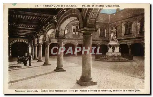 Ansichtskarte AK Besancon les Bains Palais et Statue Granvelle