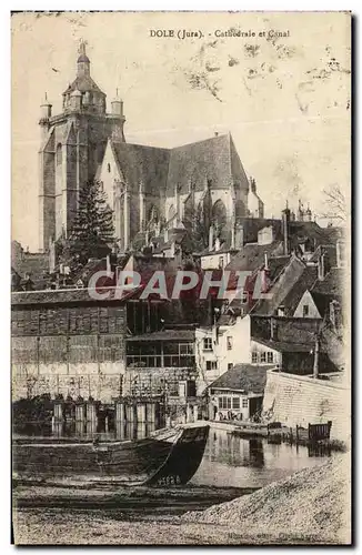 Cartes postales Dole Cathedrale Et Canal Bateau